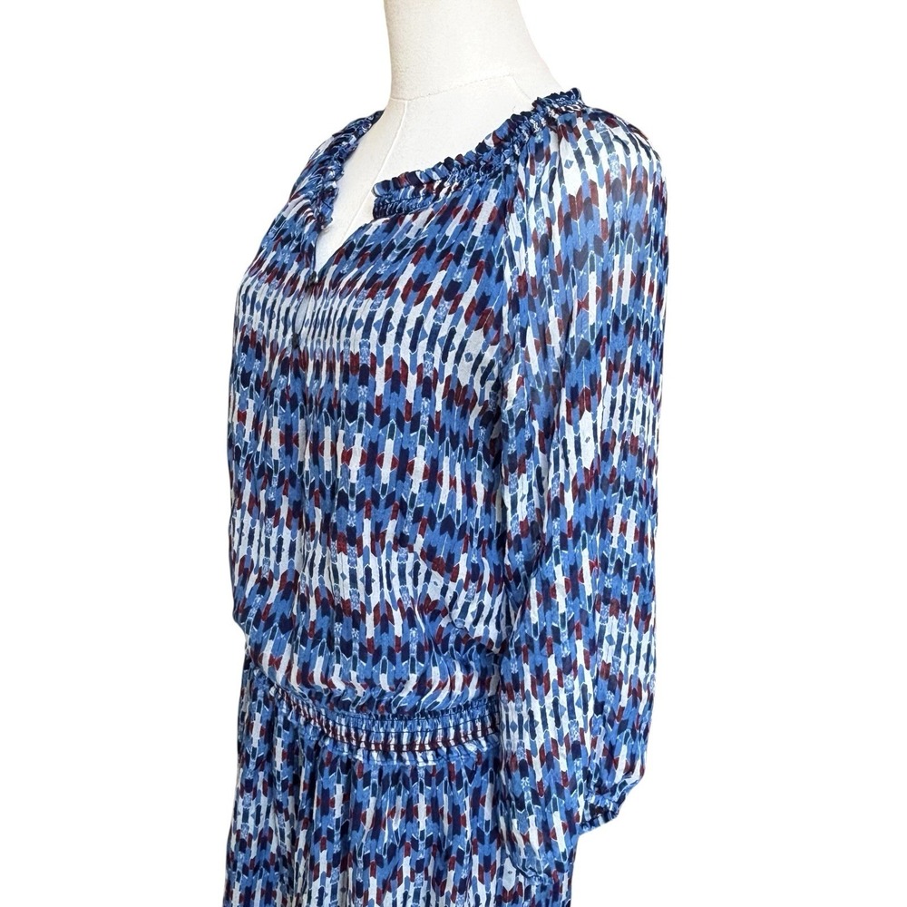 Shoshanna Size 4 Printed Silk Elastic Waist‎ Dress Blue. Lightweight. Lined - Picture 5 of 16